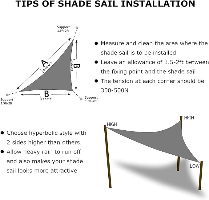 KANAGAWA Sun Shade Sail 10'x10'x14' Dark Gray Triangle UV Block Canopy Awning Shelter Fabric Cloth Screen for Outdoor Patio Garden Backyard