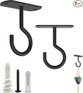 NACETURE Ceiling Hooks Heavy Duty 2 Pack - Plant Hooks for Ceiling Hanging Hook for Hanging Basket Hook, Light, Bird Feeders, Wind Chimes Décor Indoor & Outdoor (Black, 2.5 Inch 2 Pack)