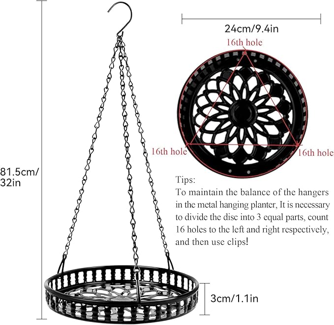Plant Hanger Indoor Outdoor 3 Pack, Hanging Planter for Indoor Outdoor Plants, Hanging Plant Holder Shelf, Hanging Basket, Decorative Metal Plant Holder