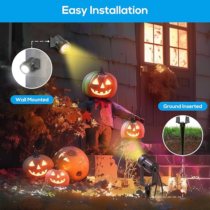 ZYAN Landscape Spotlights with Sensor, 5 Lighting Modes for Brightness Adjustment, Dimmable Timer Auto On Off, Low Voltage Outdoor IP65 Waterproof for Patio Yard Garden Pathway, Warm White (4 Pack)