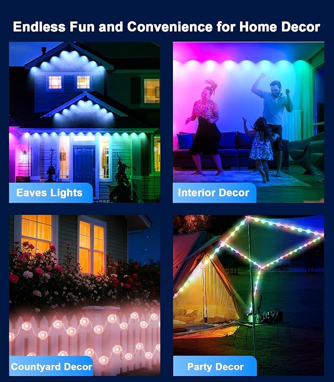 300FT Permanent Outdoor Lights for House, Smart Color Change Eaves LED Lights House Decor for Holiday, Christmas, Halloween, IP67 Waterproof Outside Lighting with APP Remote Control for Daily, Pool