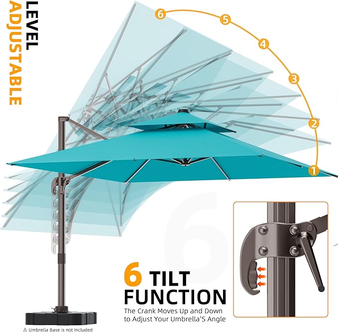 10' X 13' Outdoor Patio Umbrella Large Rectangle Cantilever Umbrella Heavy Duty 360°Rotation Offset Umbrella for Garden Deck Pool Patio,Turquoise