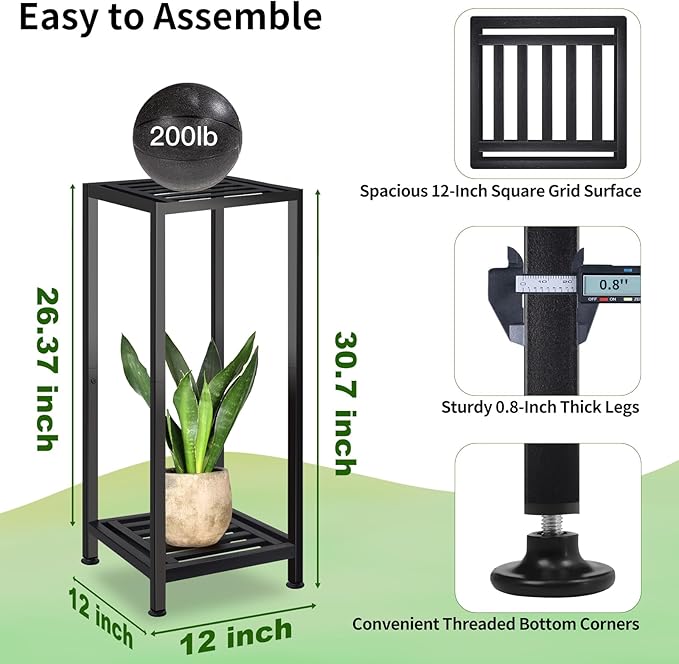 2-Pack Plant Stand Indoor Outdoor, Heavy Duty Wrought Iron Pedestal Stands, Metal Plant Stand Decorative Flower Stand for Patio Garden Deck Living Room