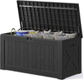Patiowell 120 Gallon Large Deck Box, Outdoor Lockable Storage Box for Gardening Tools, Waterproof Deck Box for Patio Furniture, Black
