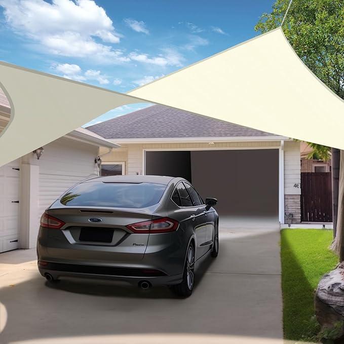 KANAGAWA Sun Shade Sail Curved 16'X20' Cream Rectangle Outdoor Shade Cover UV Blovk Canopy for Patio Garden Backyard Heavy Duty Permeable 185GSM (We Make Custom Size)