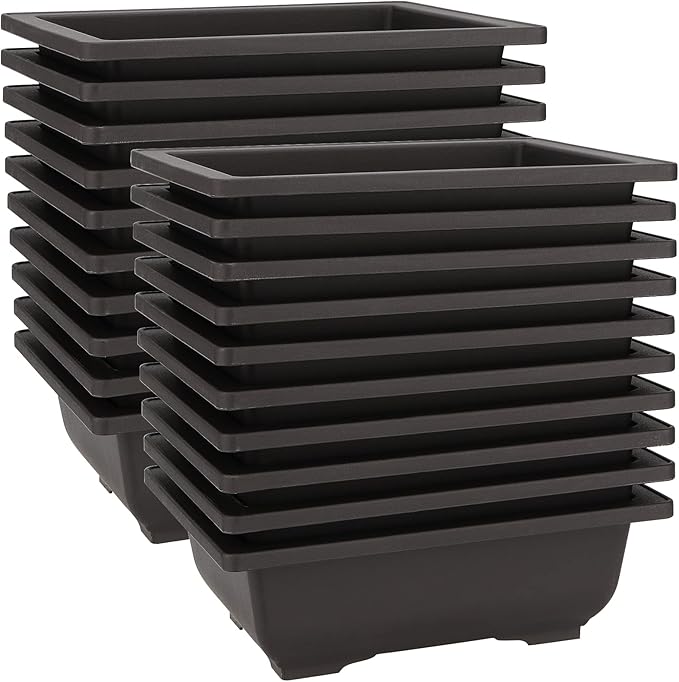 MANCHAP 20 PCS 8.9 Inch Plastic Bonsai Training Pots, Rectangular Bonsai Tree Planter Pot for Garden, Yard, Office, Home Decorative