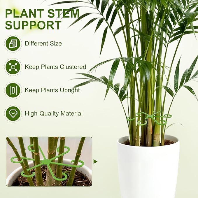 20pcs Plant Stem Support, Unique Design Stem Supports for Indoor Plants, Monstera Plant Support for Thriving Growth, Four Different Size Combinations Indoor Plants Accessories (Green)