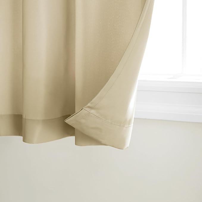 TOWN & COUNTRY BASICS Cabana Solid Heavyweight Indoor Outdoor Curtains, Light Filtering Opacity with Grommet Top, Water Repellent, 2-Pack Set, 54"x96", Natural