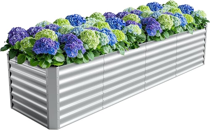 8X2X2ft (1 Pack) Galvanized Raised Garden Bed,Outdoor Planter Box Metal Patio Kit Planting Bed for Vegetables Flowers Herb