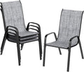 TLSUNNY Patio Chairs, Stackable Textilene Outdoor Dining Furniture for All Weather, with 17.7″ Wide Seat & Metal Frame, for Garden, Backyard, Deck, Restaurant, Poolside (4, Grey, 26.4″)