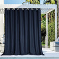 NICETOWN Outdoor Curtain for Patio Waterproof 84 inch Long, Rustproof Grommet Room Darkening Outdoor Slider Blind Window Treatment for Shower/Balcony, Navy Blue, 120 inch Wide, 1 Panel