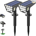 Solar Spot Lights Outdoor, 53 LEDs IP65 Waterproof Solar Lights Outdoor, 2-in-1 Solar Landscape Spotlight Wall Light with Auto On/Off & 3 Modes for Yard Garden Decor 2 Pack (Cool White)