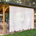 SpaceDresser Waterproof Outdoor Sheer Curtains for Patio - 2 Panels Rod Pocket Indoor Voile Sheer Curtain for Living Room,100W x 120L inch, White