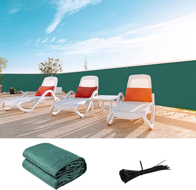 LOVE STORY Custom Size 3'x28' Dark Green Balcony Privacy Screen,UV Block Privacy Fence Screen,90% Shield for Outdoor Pool Garden Apartment Railing
