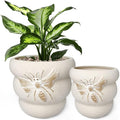 Terracotta Pots with Drainage Holes Bee Decor, Ceramic Pots for Indoor Plants Flower Pots Outdoor, Succulent, Herbs, Snake Plants (Beige, 8+6 Inch)
