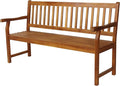 JONATHAN Y BNH101A Laurel 59.1" 3-Seat Slat-Back 600-Lbs Support Acacia Wood Outdoor Garden Patio Bench for Garden, Lawn, Backyard, Pool, Deck, Beach, Firepit, Teak