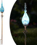 Solar Garden Lights Outdoor, Decorative LED Flame Garden Stakes, Hand Blown Glass and Outdoor Waterproof Glass Stakes (Light Blue)