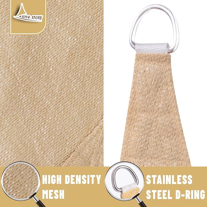 LOVE STORY Custom Size 8'x15' Sand Sun Shade Sail Rectangle UV Block Canopy Patio Sail Sunshades Fabric for Outdoor Garden Carport (We Make Custom Size)