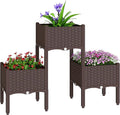 Outsunny Plastic Raised Garden Bed with Legs, Self Watering Elevated Planter Boxes with Drainage Holes and Plugs, Easy Assembly Outdoor Planter Box for Patio Yard Balcony, Vegetables, Flowers, Herbs