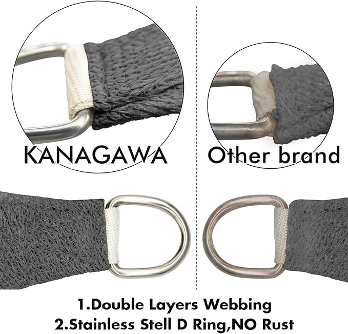 KANAGAWA 18'X20' Dark Gray Custom Size Sun Shade Sail Rectangle UV Block Canopy Cover for Patio Backyard Lawn Garden Outdoor (Customized Available)