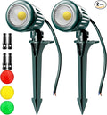 12V24V Low Voltage Landscape Lights Outdoor,6000K White LED Landscape Lights with 3 Color Lenses (Red,Yellow,Green),IP67 Waterproof Outdoor Spot Lights for Garden Passage Wall Tree Fence,2 Pack