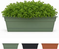 Bloem Dura Cotta 30" Basil Resin Rectangle Window Box Planter with Saucer Tray for Indoor and Outdoor Gardening