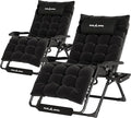 UDPATIO Oversized Zero Gravity Chair Set of 2, 29In XL Patio Reclining Chair with Cushion, Outdoor Folding Recliner with Pillows|Cup Holder|Foot Rest|Padded Headrest, Black, Support 500LB