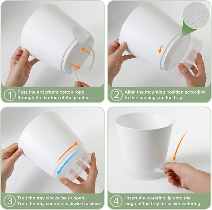 GARDIFE 2026 Upgraded Self Watering Plant Pots with Drainage Hole, 8/7/6.5/6/5.5/5/4 Inch Flower Planting Containers for House Plants, African Violet, Flowers, Cactus (White, 8+7+6.5+6+5.5+5+4 inch)