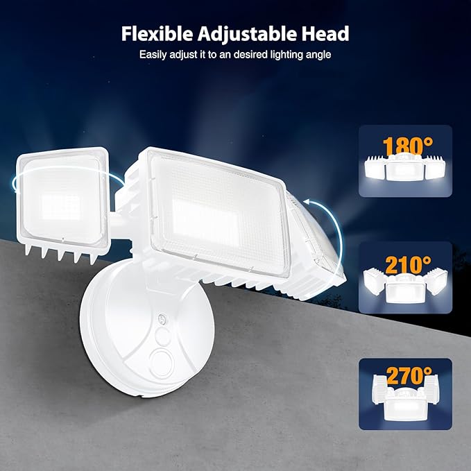Onforu 100W 11000LM Flood Lights Outdoor, Brightness Security LED Flood Lights with 3 Adjustable Heads, Switch Controlled, IP65 Waterproof 6500K Outside Exterior Flood Light for Yard Garage Eave Patio