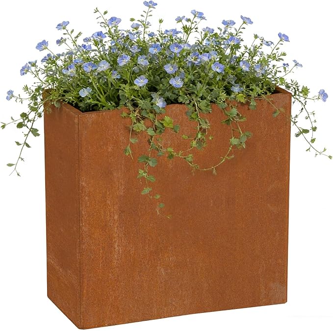 Corten Steel Planters - 24X12X24 inch Removable Insert Shelf for Garden Patio
