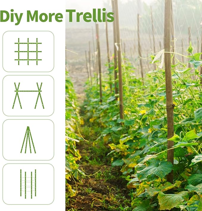 Plant Stakes, 4.8 FT Natural Bamboo Garden Stakes, 20Pcs Plant Stakes,Bamboo Sticks for Tomato,Beans,Vegetable and Climbing Plants
