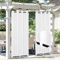 Easy-Going Linen Look Outdoor Curtains Waterproof Windproof Porch Curtains, Soft Thicken Outdoor Privacy Curtains for Patio, Gazebo, Grommet Top and Tab Bottom Drape, 2 Panels, 54x96 inch, White