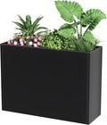 Tall Metal Planter Box for Outdoor Plants 30" L x 12" W x 24" H, Heavy Duty Steel Large Planter Box with Removable Insert Shelf, Modern Décor for Tall Plants, Trees, Flowers (Black)
