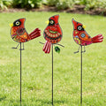 Decorative Garden Stakes,Set of 3 Cardinal Stained Glass Metal Yard Art,Waterproof Outdoor Decor Housewarming Present for Women Mom Grandma