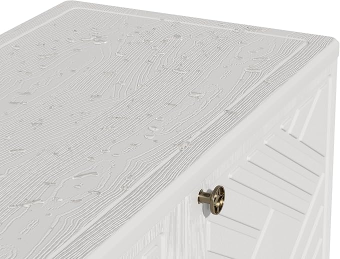 ADDOK Indoor Outdoor Plastic Storage Cabinet 34"x15"x34" with 1 Shelf, Outdoor Storage Shed for Living Room, Hallway, Balcony, Garage, Garden, Backyard-White