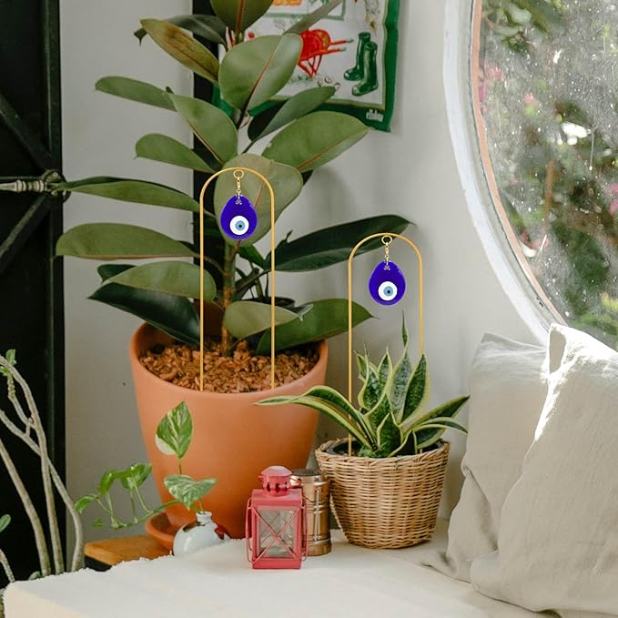 Plant Trellis for Climbing Plants indoor Evil Eye Decorations Mini Metal Houseplant Climber Support for Potted Plants Trellis Metal Yard Art Garden Stakes Decorative Indoor Outdoor 2 Pack Ivy