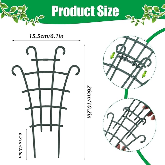 4 Pcs Small Trellis for Potted Plants Plant Trellis Indoor Trellis for Potted Plants Stackable Plastic Plant Support Houseplant for Climbing Indoor Monstera Pothos Ivy Plants Decor