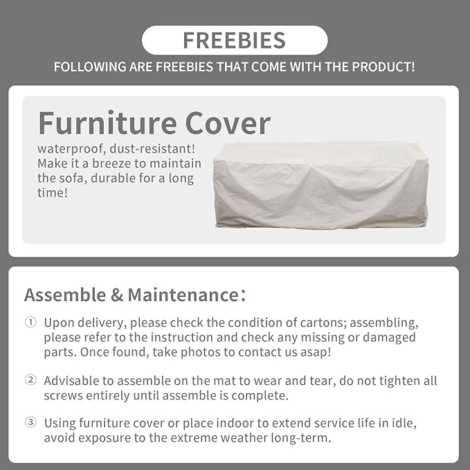 Rattaner 3-Seat Patio Wicker Sofa, Outdoor Rattan Couch Furniture Steel Frame with Furniture Cover and Deep Seat High Back, Blue Anti-Slip Cushion.