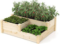 Giantex Raised Garden Bed, Wood Planter Box for Vegetables Flowers Fruit Herb, Easy Assembly, Garden Box Container for Backyard, Patio, Balcony (43" Lx35 Wx14.5 H)