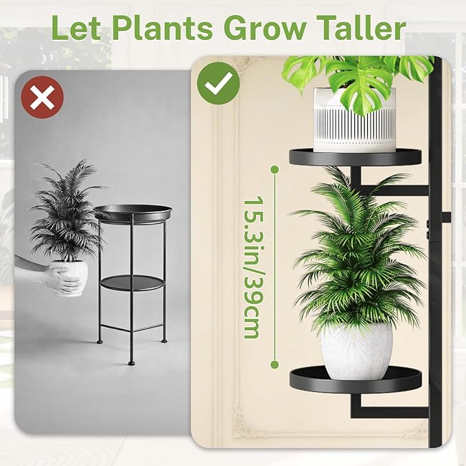 iDavosic.ly 4 Tier Plant Stand Indoor Outdoor, Tiered Corner Multiple Flower Pot Holder Shelf, Metal 34 Inch Tall Display Rack for Patio Porch Living Room Garden Balcony Bedroom, Black