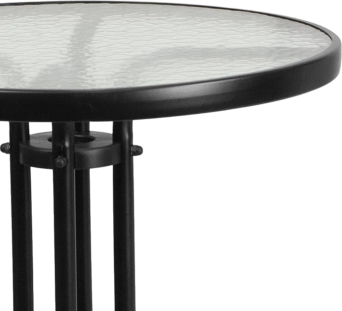 Flash Furniture Bellamy 23.75" Round Indoor/Outdoor Tempered Glass Metal Frame Side Table