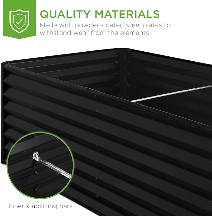 Best Choice Products 6x3x2ft Outdoor Metal Raised Garden Bed, Deep Root Box Planter for Vegetables, Flowers, Herbs, 269 Gallon Capacity, 100% Non Toxic Materials - Black