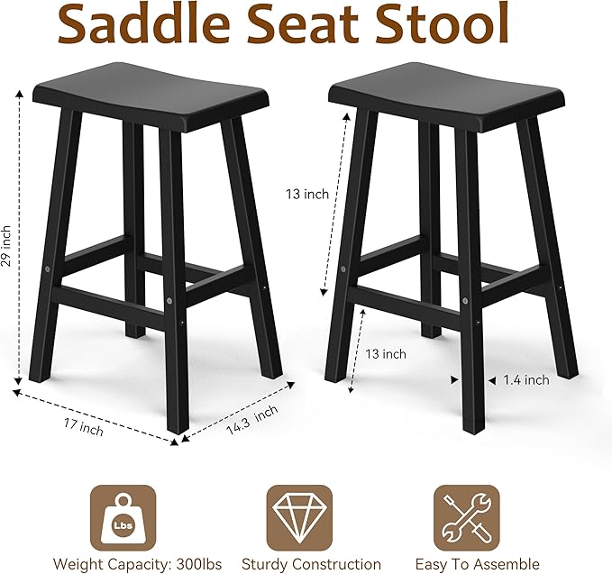 Outdoor Bar Stools,All-Weather Barstools for Patio, Balcony, or Kitchen Counter（29inch）