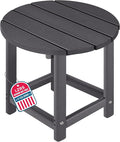 LZRS Round Adirondack Patio Side Table End Table, Outdoor Side Tables for Patio, Backyard,Pool, Indoor Companion, Easy Maintenance & Weather Resistant(Grey)