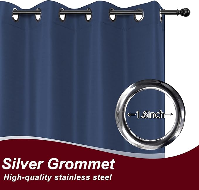 HolidayIdeas Grommet Outdoor Curtains for Patio Waterproof 8 Pcs All Weather Balcony Outside Curtains for Apartments, Gazebo, Pergolas, Porch, 54x95 Inch, Navy