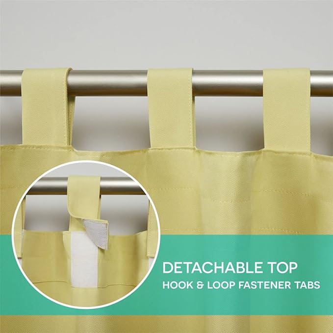 Exclusive Home Cabana Solid Indoor/Outdoor Light Filtering Hook-and-Loop Tab Top Curtain Panel Pair, 54"x63", Sundress