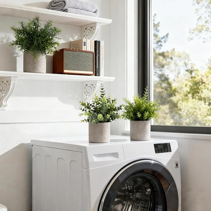 Lemonfilter Small Fake Plants, 3PCS Mini Potted Artificial Plastic Eucalyptus Plants Indoor Modern Farmhouse Decor, Fake Potted Plant for Home Bathroom Bedroom Office Shelves Decor