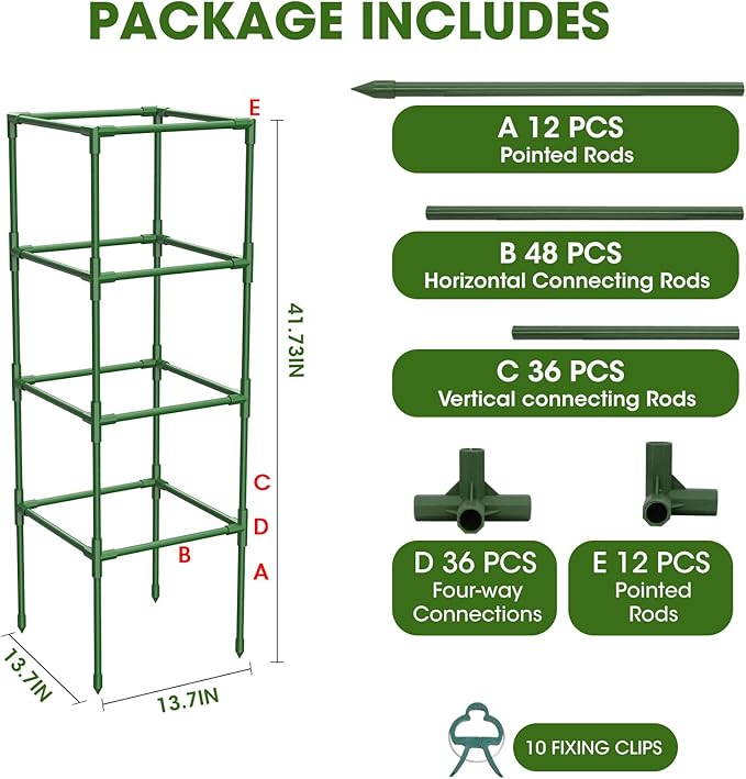3 Pack Tomato Cages,Square Tomato Plant Stakes Support Cages Trellis for Garden Climbing Vegetables Flowers Fruits,Extra Bold