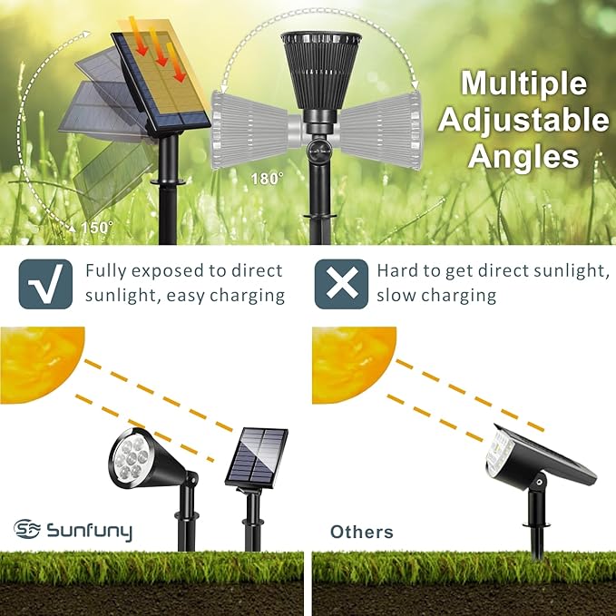 Spotlights Outdoor Solar for Flag Pole, Bright 7-LED Solar Spot Light with Separate Panel Waterproof, Dusk-to-Dawn Flagpole Light, Adjustable Landscape Ground Wall Lighting for Yard Garden(Warm White)