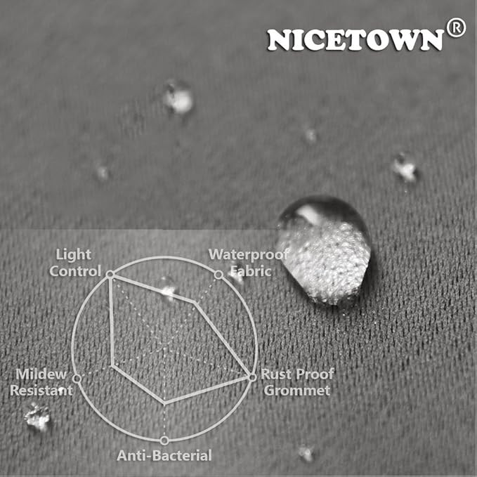 NICETOWN Weighted Outdoor Patio Curtain & Drape Waterproof 84 Long, Top and Bottom Rustproof Steel Grommets Heavy Weight Windproof Sunlight Blocking, Keep Privacy for Yard, 1 Piece, W52 x L84, Grey